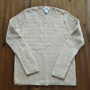 Talbots Women's Butter Yellow Cable Knit Crewneck Sweater | Size Large